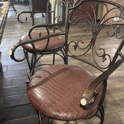 Reduced - 2 Bar Stools - Metal Brown - Swivel