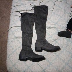 Grey Over The Knee Boots