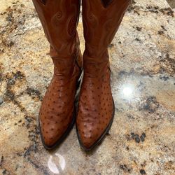Used in great condition Tony Lama Men size 9 EE original ostrich skin cowboy boots.