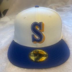 New Era 59FIFTY Seattle Mariners Green UV Chrome Royal Blue Retro S Fitted Hat 7 1/2