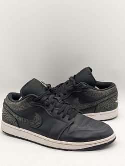 Air Jordan 1 SE Low Black Elephant Leather Sneakers FB9907-001 Mens Size 11.5
