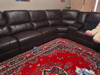 Dark Brown Quality Leather Sectional🛋️Brand New🛍️