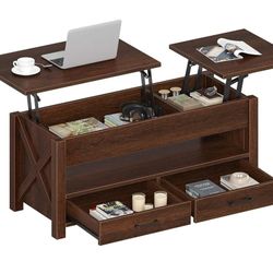 Farmhouse Style Espresso Lift Top Coffee Table