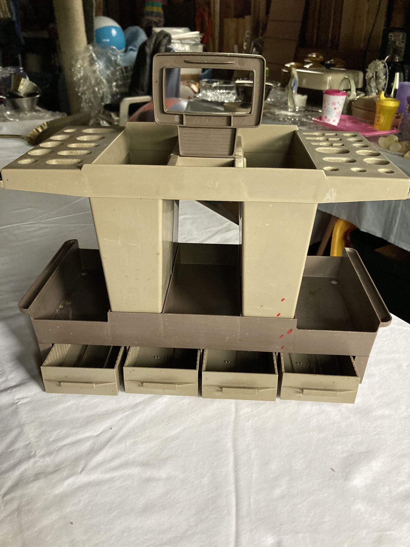 Tool Storage unit With Carry Handle, 4 Drawers, Slots on Top, Many Compartments, Heavy Plastic