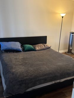 Black Platform Bed Frame with Headboard