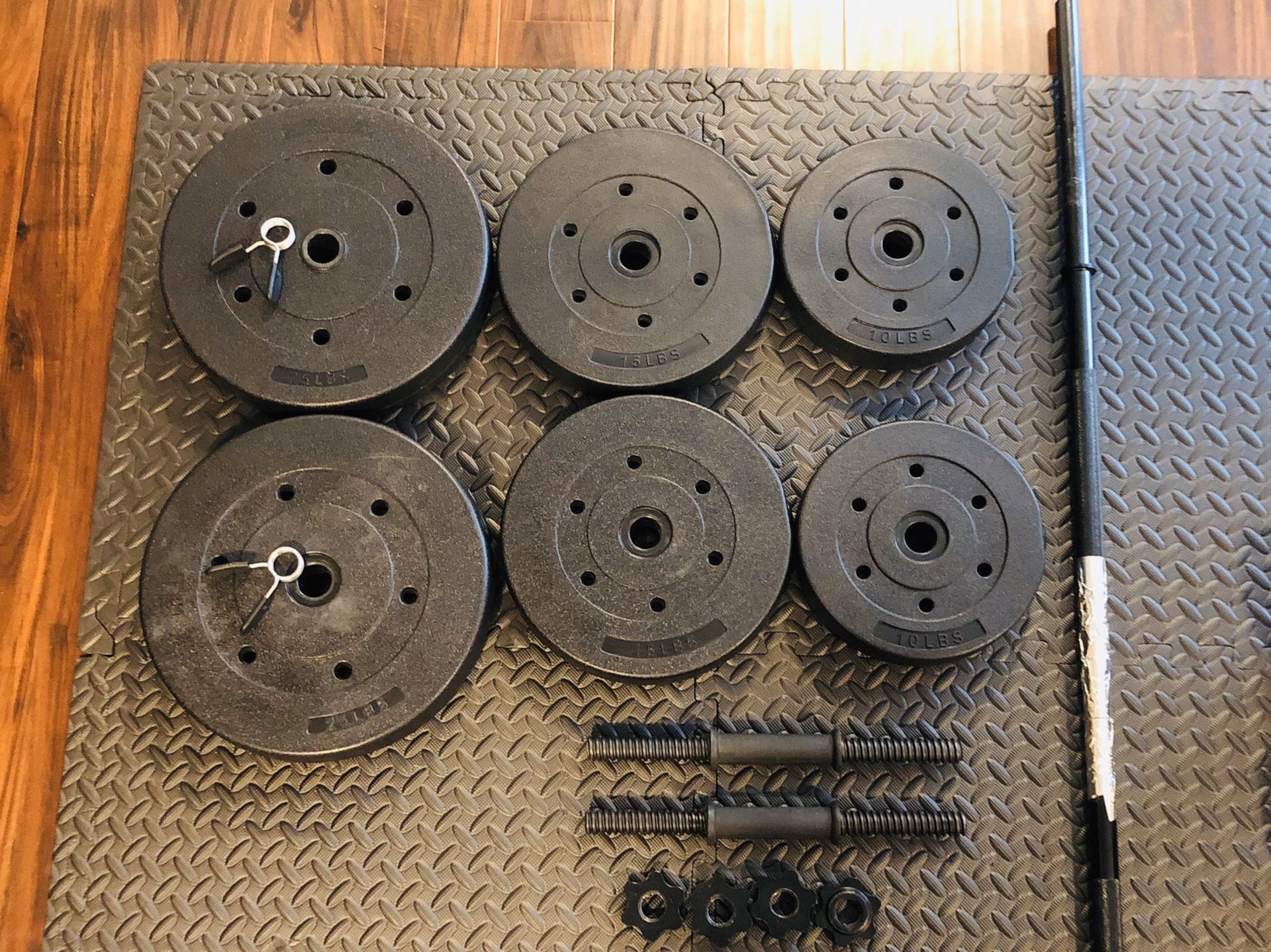100lb set - barbell and dumbbell bar included