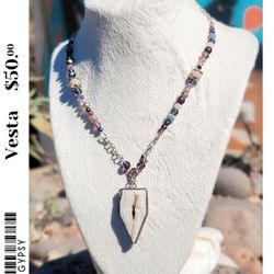 Banded Agate w. Druzy Quartz Necklace - 100% Local/Handmade