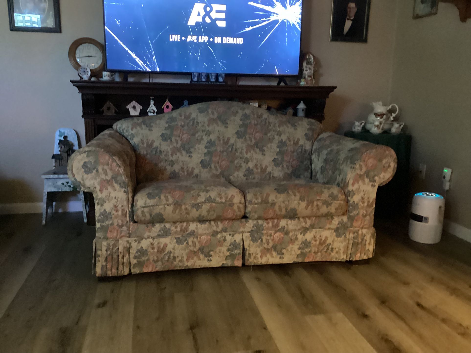 Loveseat, Flowered, 69inch By 35 Inch.