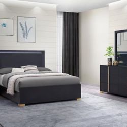 Queen Bed 4 Piece Set - Black