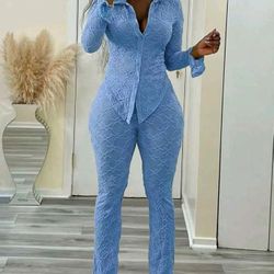 Knitted Long Sleeve Top And Pants Set