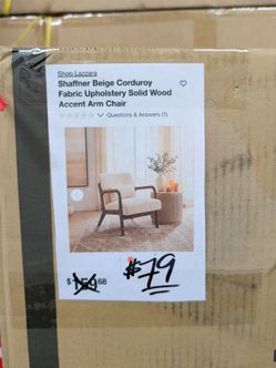 Shaffner Beige Corduroy Fabric Solid Wood Accent Chair
