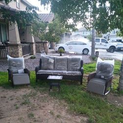 Patio sofa with rocking chairs mix match outdoor patio furniture set brand new patio set 🚎🚛🆕☑️