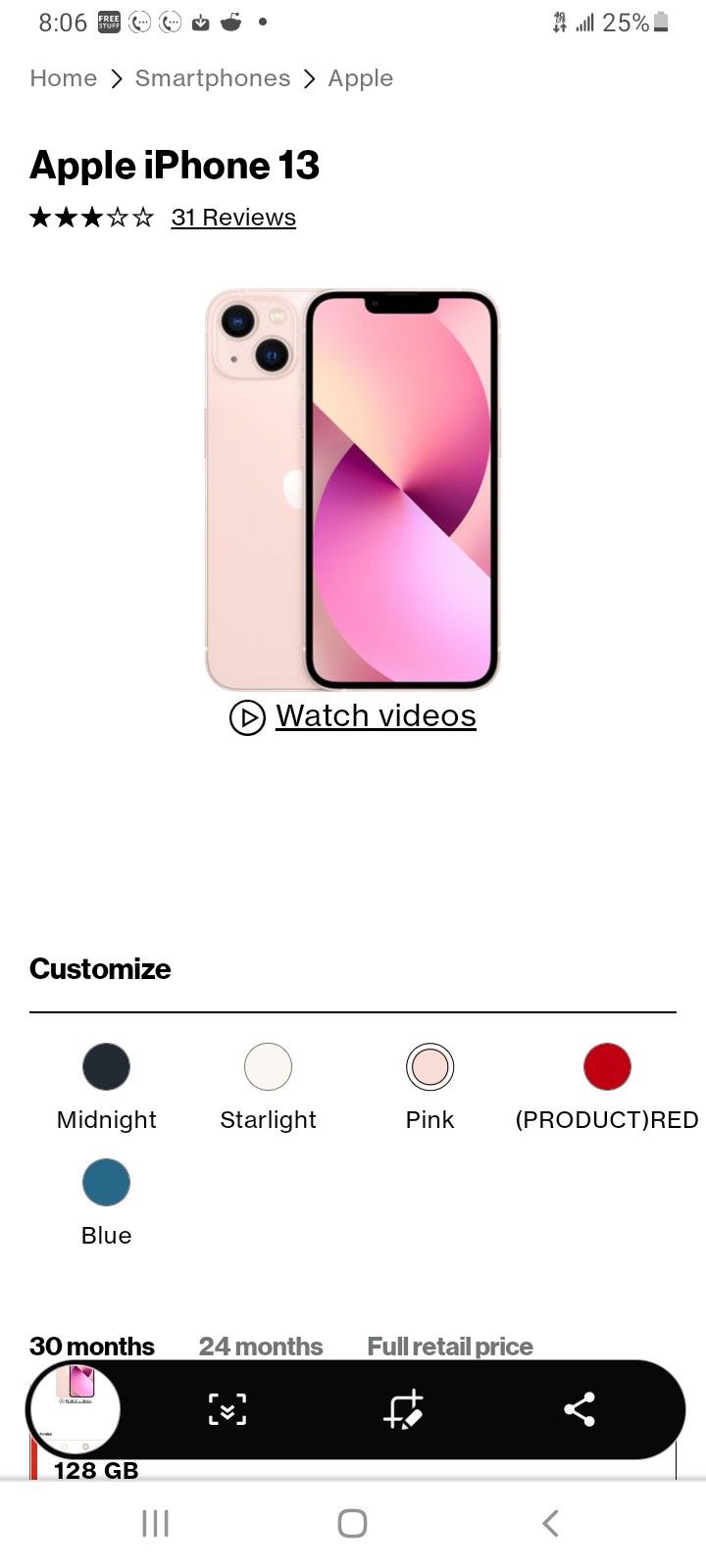 Brand New PINK IPHONE 13 128GB 