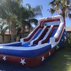 Water Slide 4th Of July Style With Deep Pool