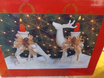 Vintage Reindeer Candle Stick Holders