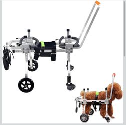 Dog Wheel Chair, Adjustable 4 Wheel Pet Wheelchair with Handle for Cats/Dogs, Dog Wheelchair Cart for Front Leg Arthritis, Weak Limbs (XS)