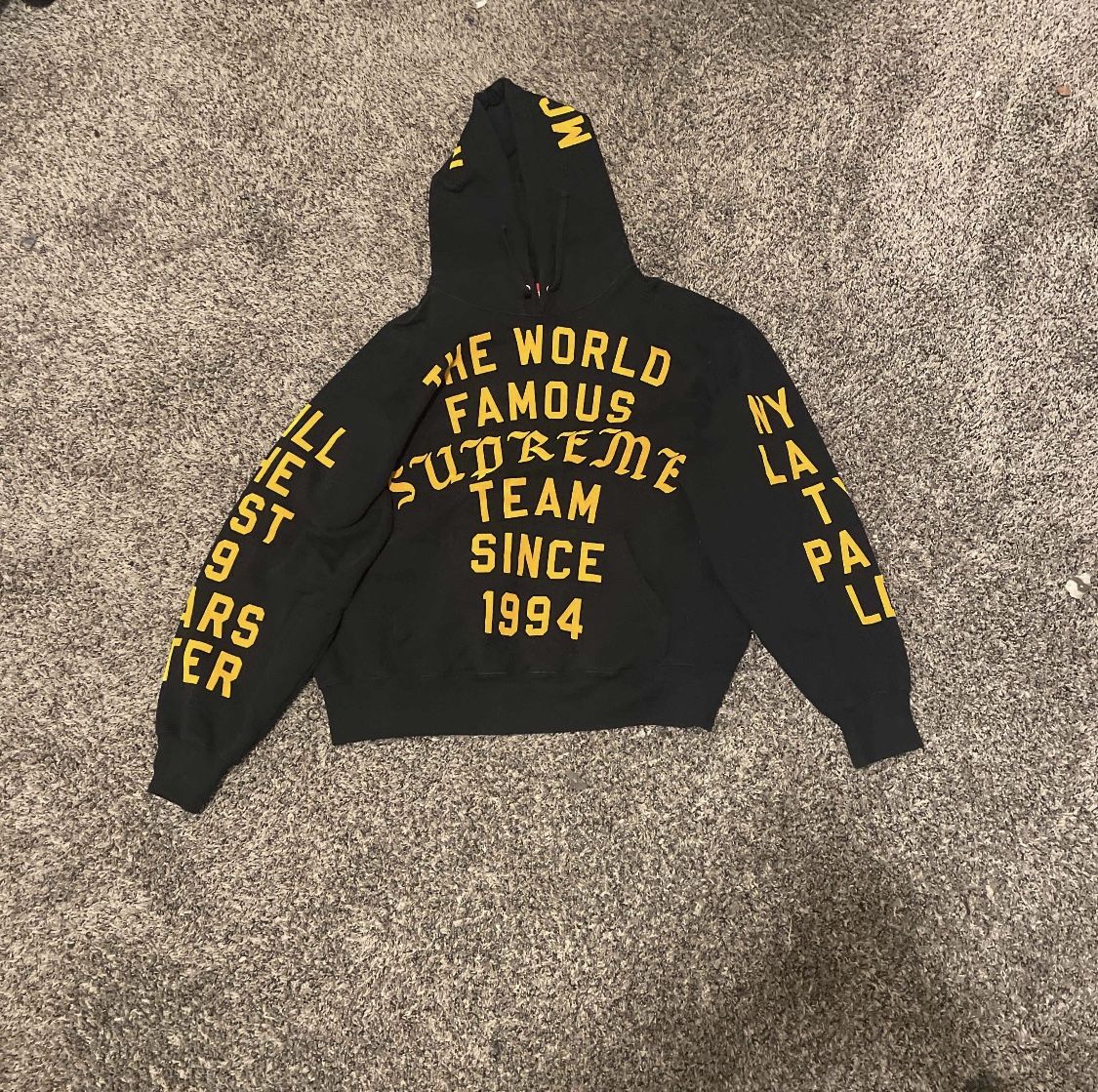 Supreme Team Flocked Hooded Sweatshirt Black