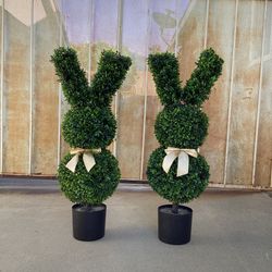 3 ft. Artificial Bunny Shaped Topiary Trees in Pot 2-Pack