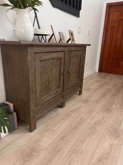 Rustic Wood Two-Door Sideboard Cabinet