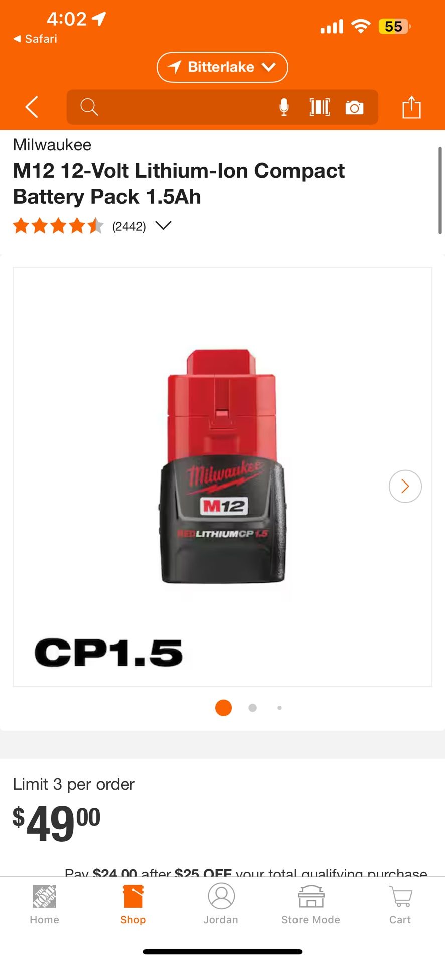 1.5 Milwaukee M12 Battery New