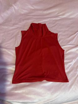 Small Vintage Red Sleeveless Turtleneck Crop Top