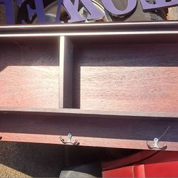 Wood Wall Shelf Cubby With Hooks