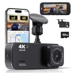Dash Camera for Cars, 4K Full HD Dual Dash Cam Front and Rear with Wi-Fi, Included 32GB Card, 3.16” IPS Screen, Night Vision, 170°Wide Angle, WDR, 24H