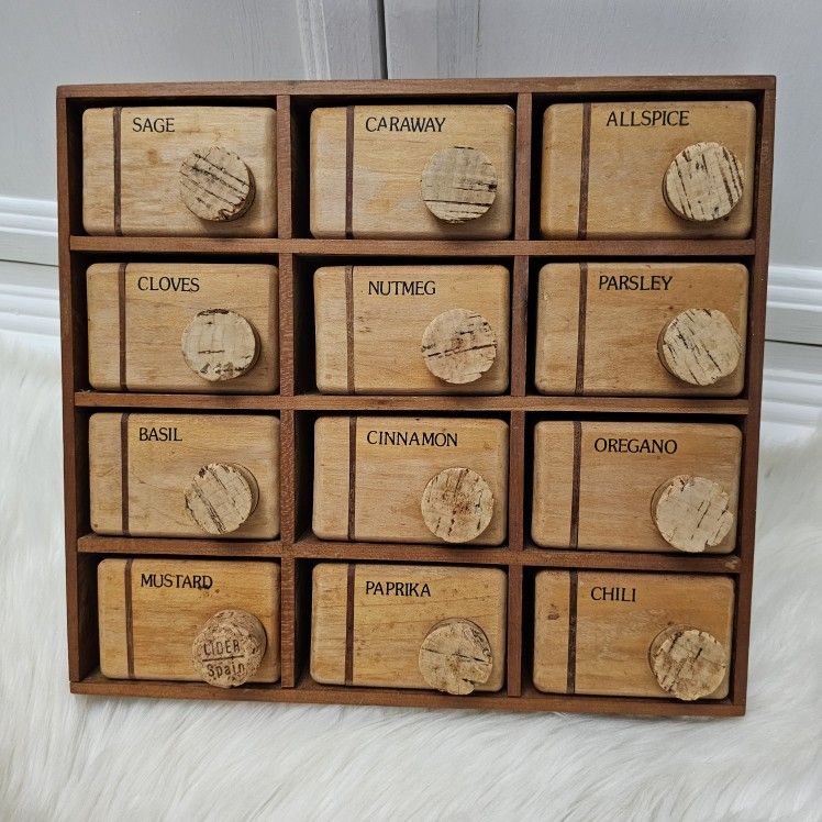 Vintage Wooden Spice Rack Wall Hanging