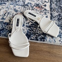 F-Hongxy Cream Square Toe Slingback Sandals Slip On Strappy Womens Size 39 NEW