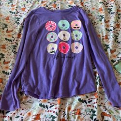 Dale Purple Long Sleeved Shirt With Donuts And “Life Is Sweet” On Ot