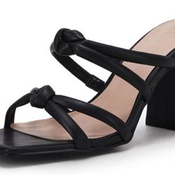 LAICIGO Women's Square Open Toe Heeled Sandals Block Heels Strappy Braided Backless Shoe
