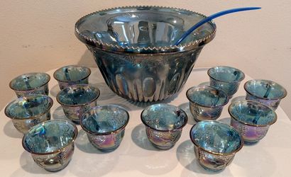 Carnival Glass Punch Bowl Set