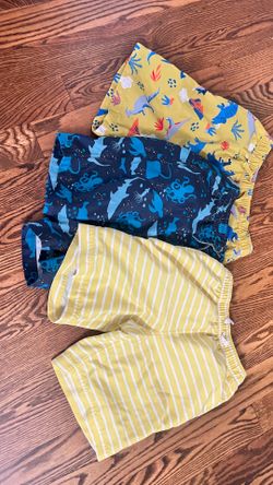 3 Hanna Andersson & Tea Collection boys swim trunks and 1 rashguard sz 12