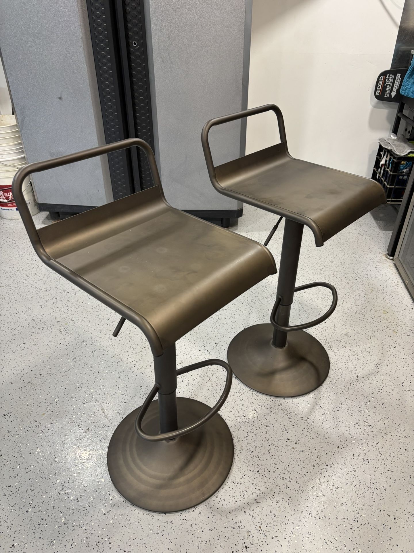 Pair Of Metal Adjustable Bar Stools