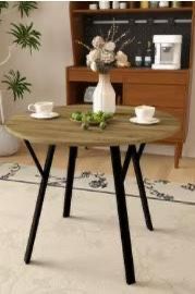 Modern Round Dining Table with 2 Brown Accent Chairs – 3-Piece Set
