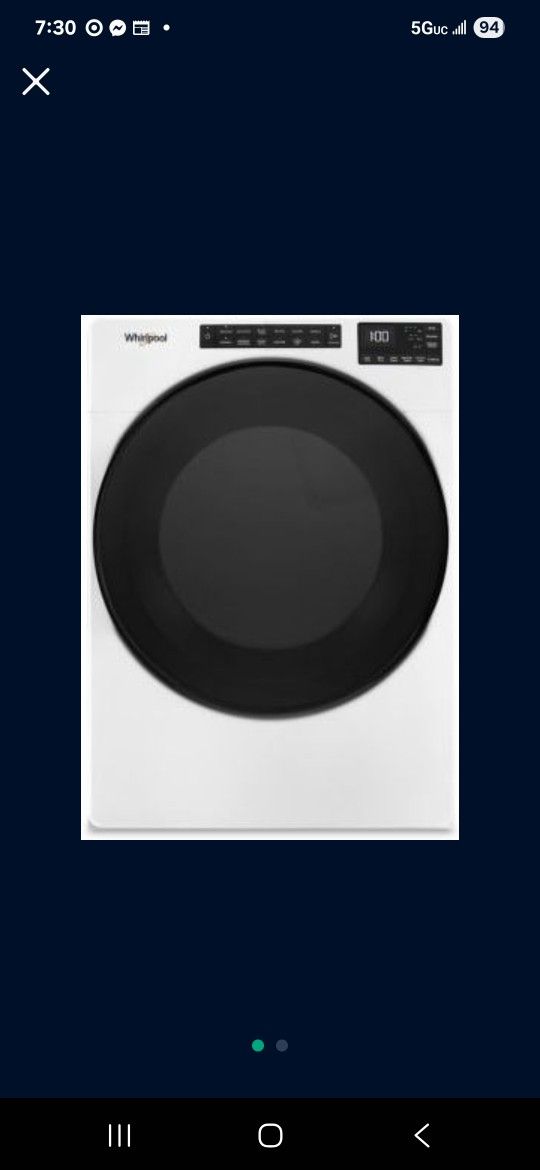 Whirlpool 27" White Electric Dryer New