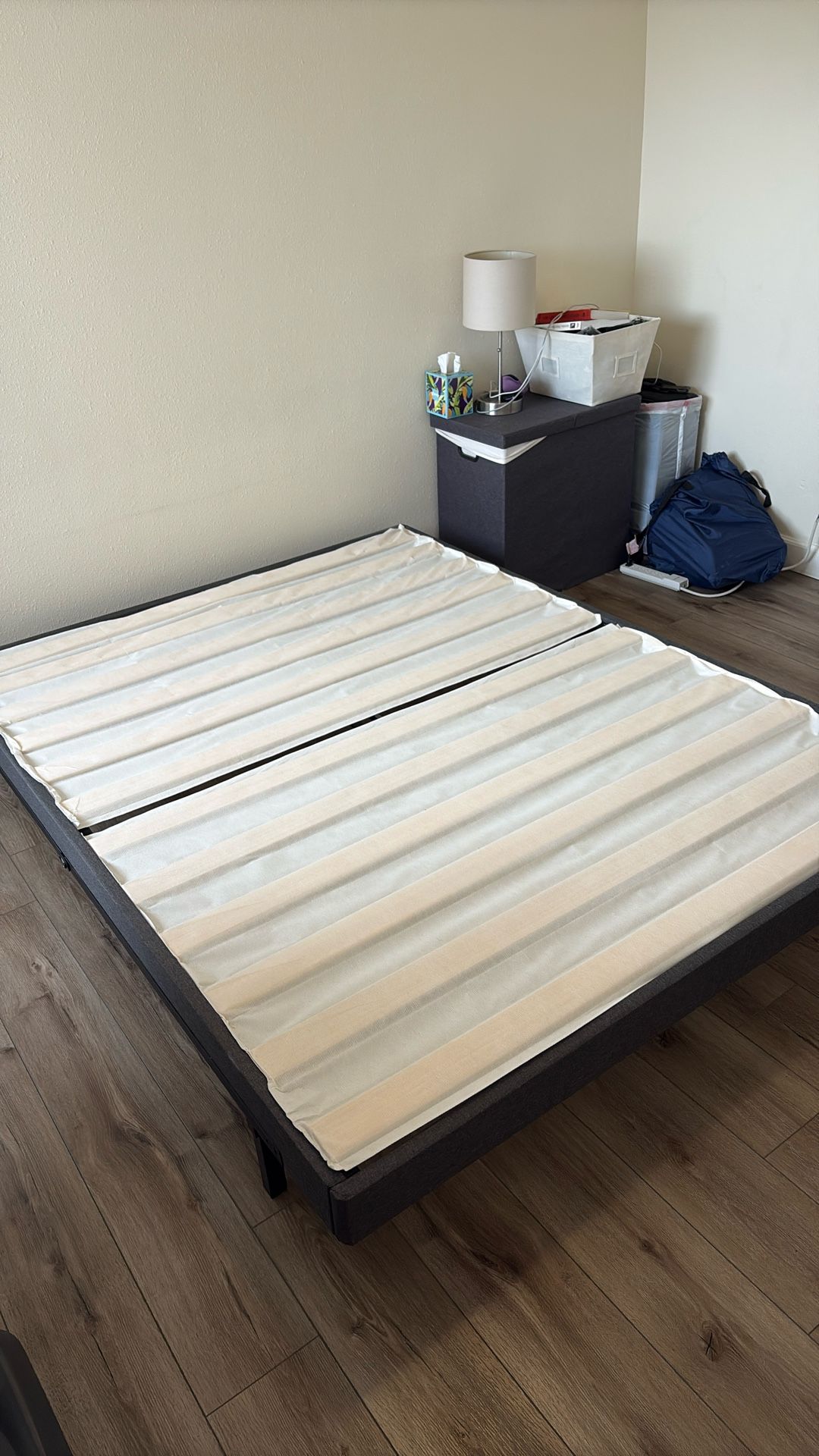 Queen Box Spring And Metal Bed Frame (no Mattress)