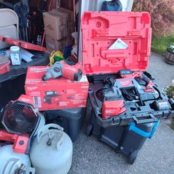 Milwaukee Bundle Brand New Deep Cut Band Saw, Light, Roto Hammer, Fan And Pack out 550$