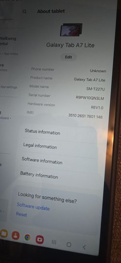 Samsung Tab A7 Lite + Case. For Parts