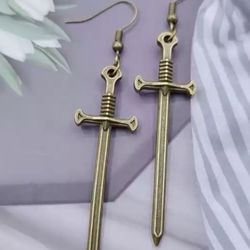 Halloween gold Sword Dangle earrings