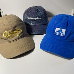 Unisex Champion, Adidas and Cabella’s caps/ snap backs . One size fits all. Price Is For Each