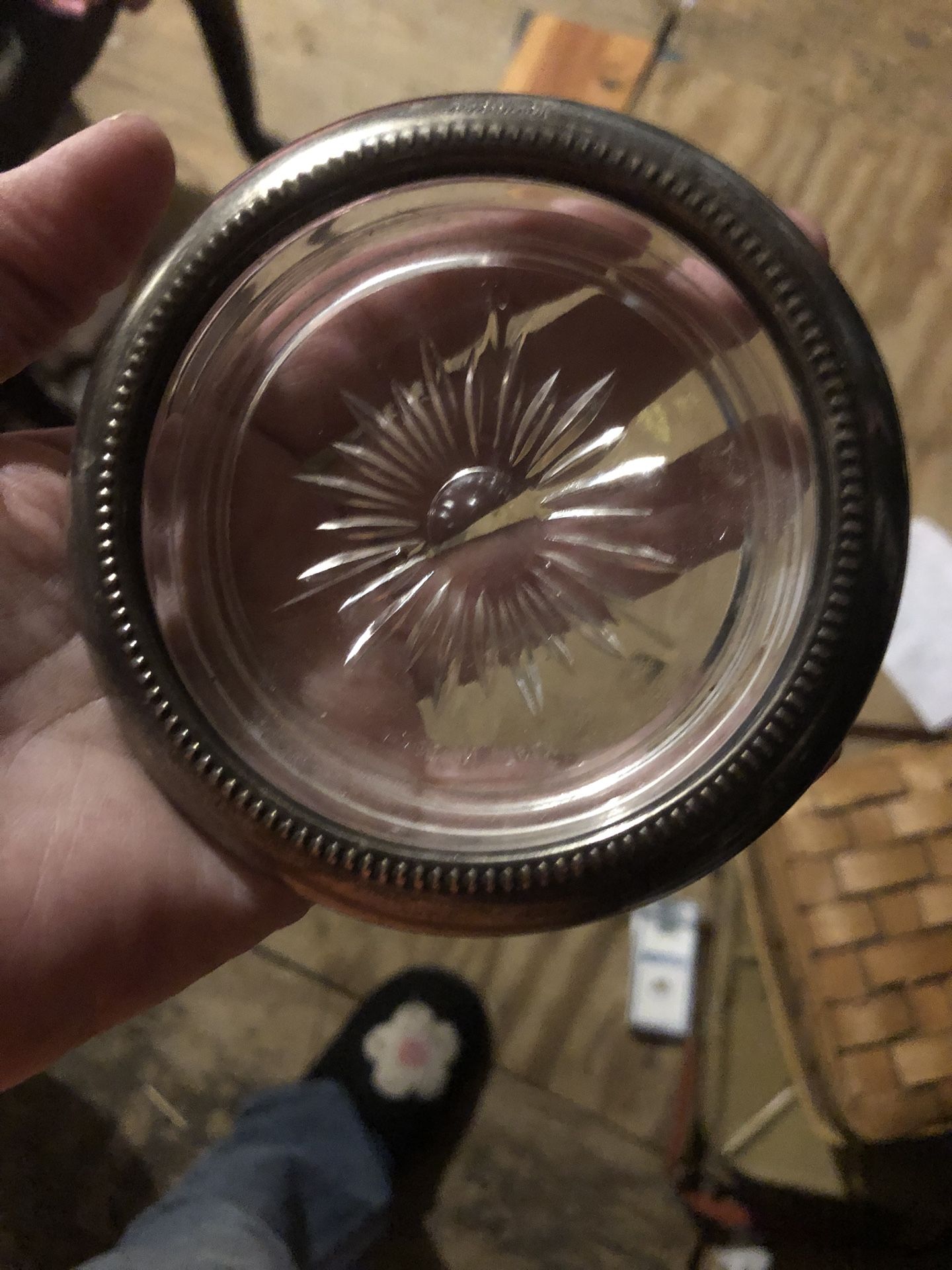 Silver Plated And Glass Coasters