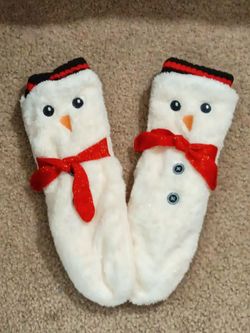 🚨 WOMEN'S FUZZY XMAS SNOWMAN SOCKS