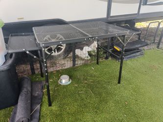 Folding Outdoor Camp Table with Side Shelf