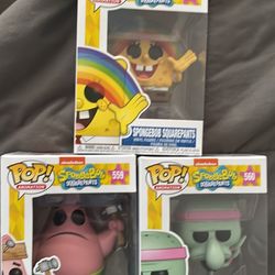 Funko pop Spongebob #558 Patrick Star #559 and Squidward Tentacles #560 (bundle)