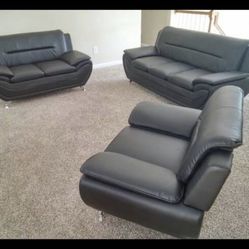 3 Pcs Leather Sofa Set On Sale 
