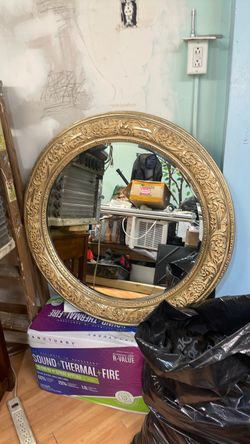 Round Gold Ornate Framed Wall Mirror