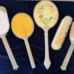 Vintage Hand Mirror and Brush Set Mixed lot of 5