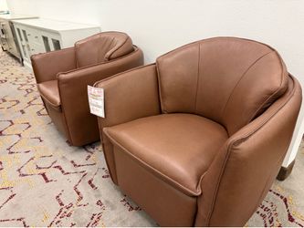 Furniture- Real leather swivel accent chair- Kettner