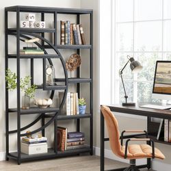 Tribesigns Bookshelf Industrial 5 Tier Etagere Bookcase, Freestanding Tall Bookshelves Display Shelf Storage Organizer with 9-Open Storage Shelf for L